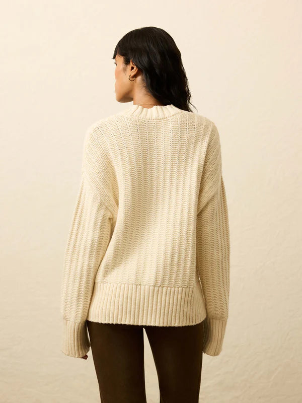 VENNER-Heirloom Cotton Relaxed Cardigan - Cream