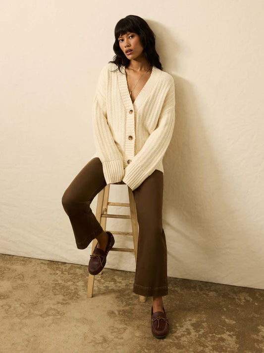 VENNER-Heirloom Cotton Relaxed Cardigan - Cream