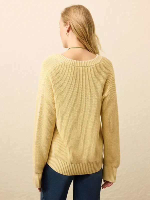 VENNER-Sunwashed Cotton Fisherman Henley - Lemon Sorbet